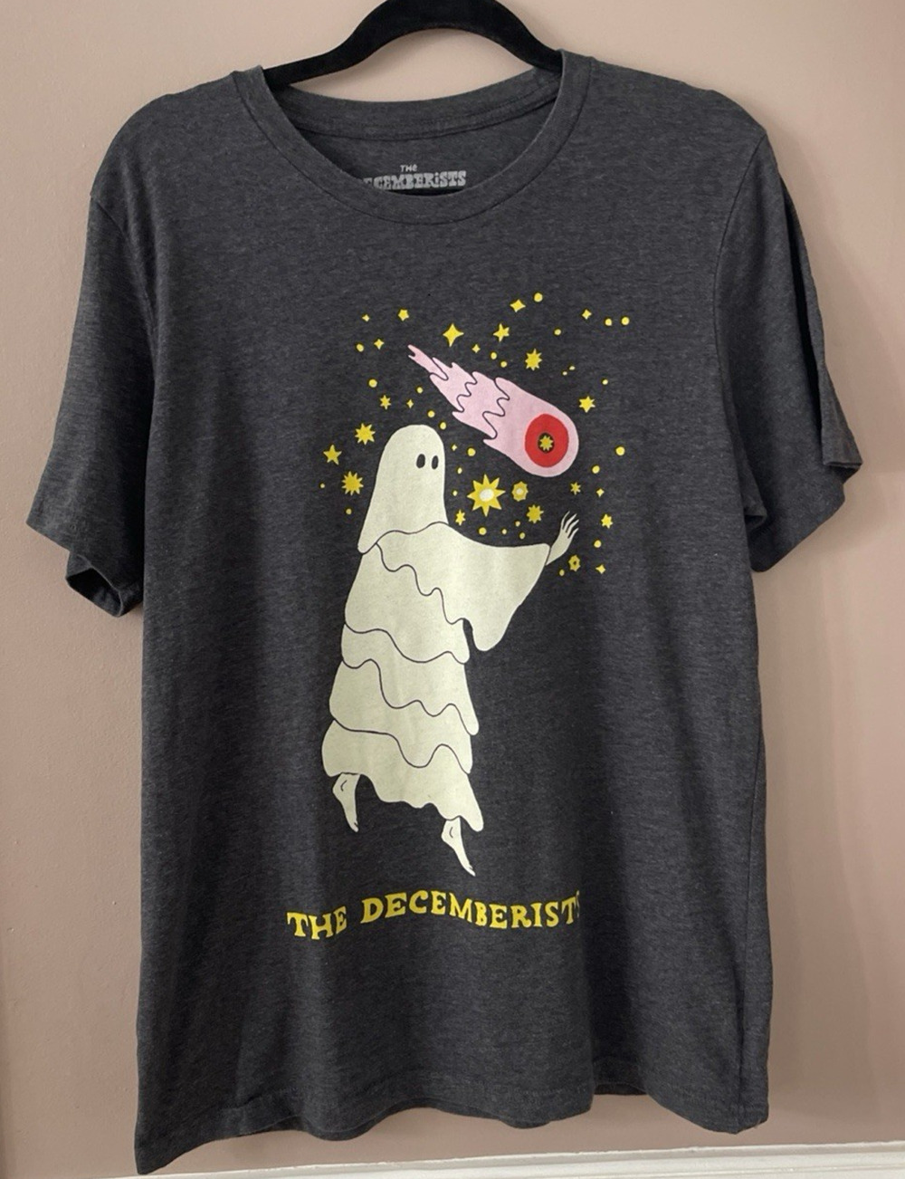 The Decemberists Band Unisex Large T-Shirt Your Ghost Tour Gray Short Sleeve